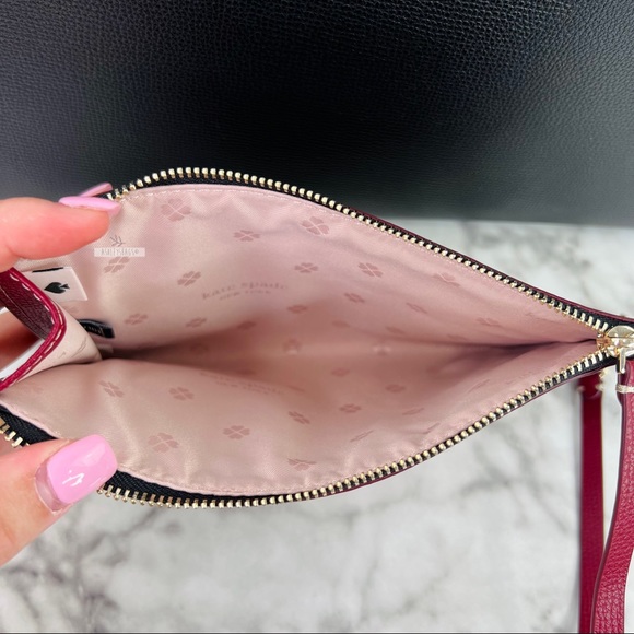 Kate Spade Large All Day Carryall Tote Shoulder Bag Black & Burgundy Wristlet - Picture 14 of 16